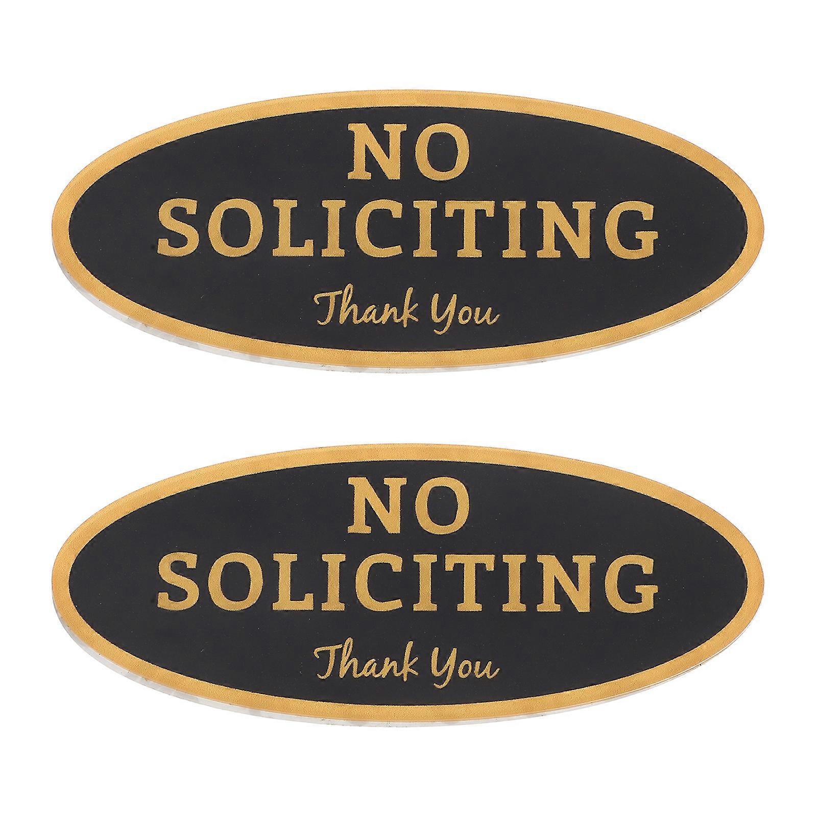 Golden No Soliciting Sign for Home Acrylic SelfAdhesive Small Size Easy to Use 2pcs