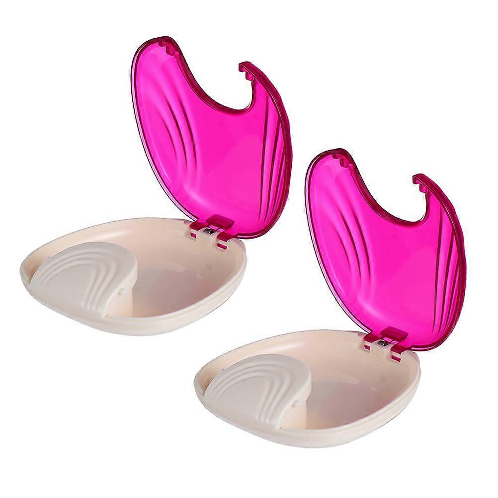 Portable Retainer Box Seashell Shaped Secure Lid Resin Material For Office Use 2Pcs