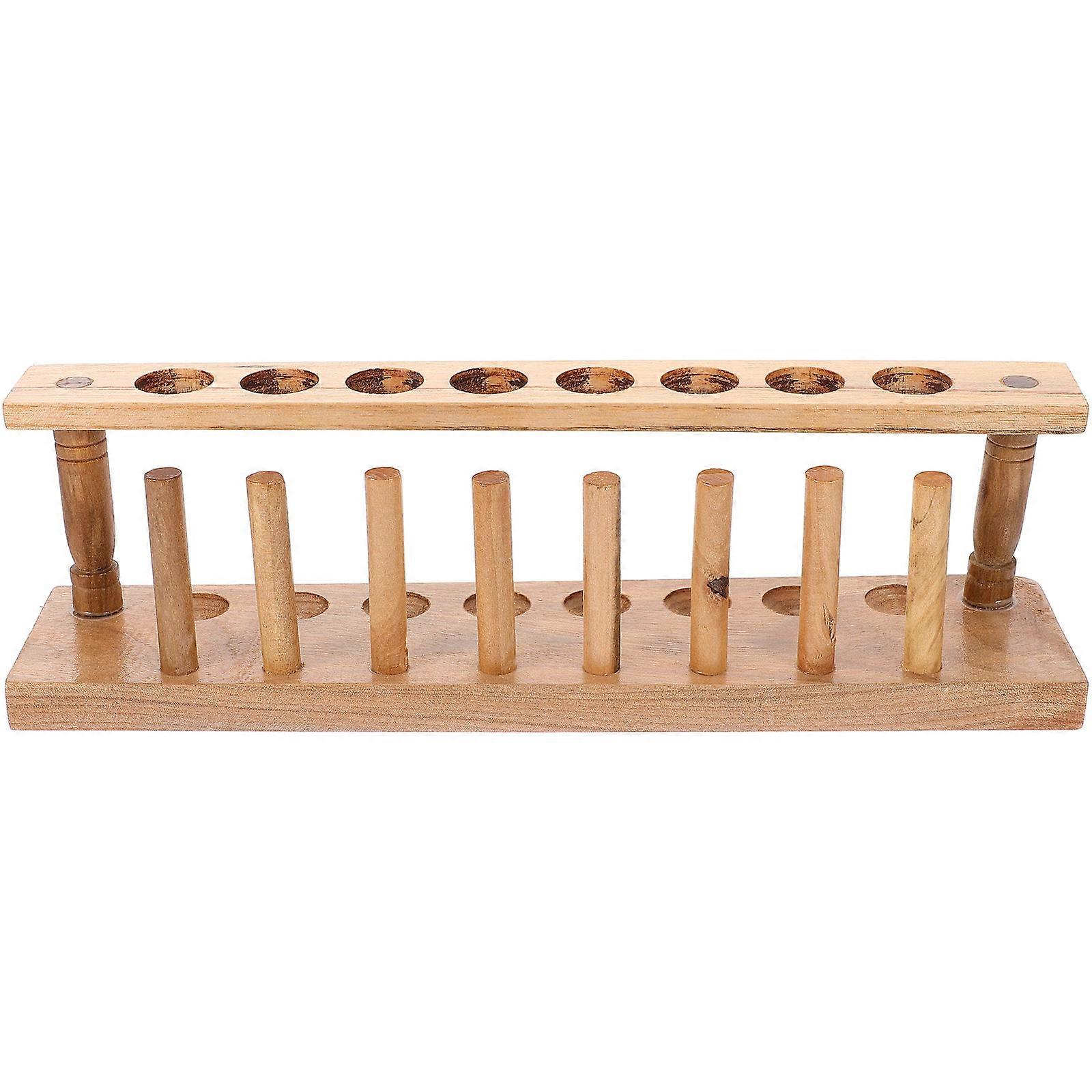 Wooden Test Tube Rack for Laboratory Use Khaki Color 8 Holes Portable Tube Rack