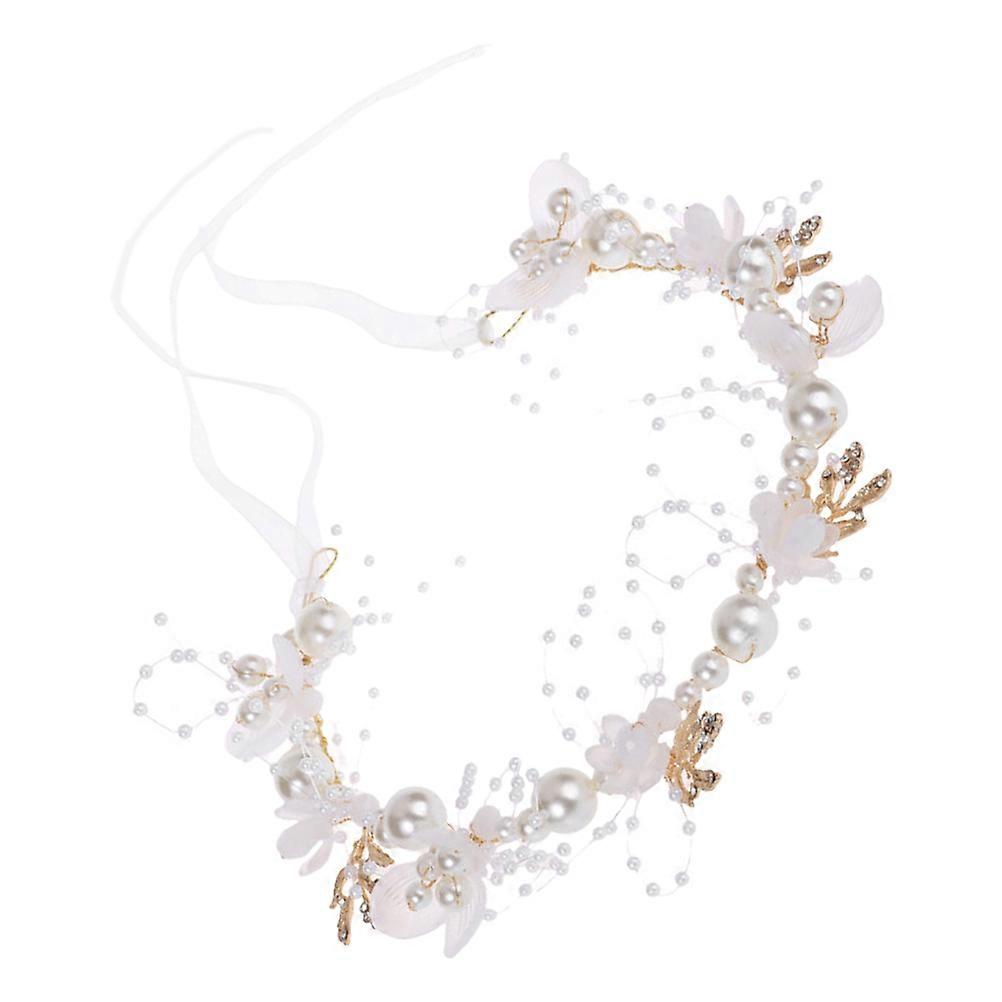 Flower Girl Headpiece White Alloy and Cloth Hairband for Wedding Decoration Lightweight Comfortable Fit