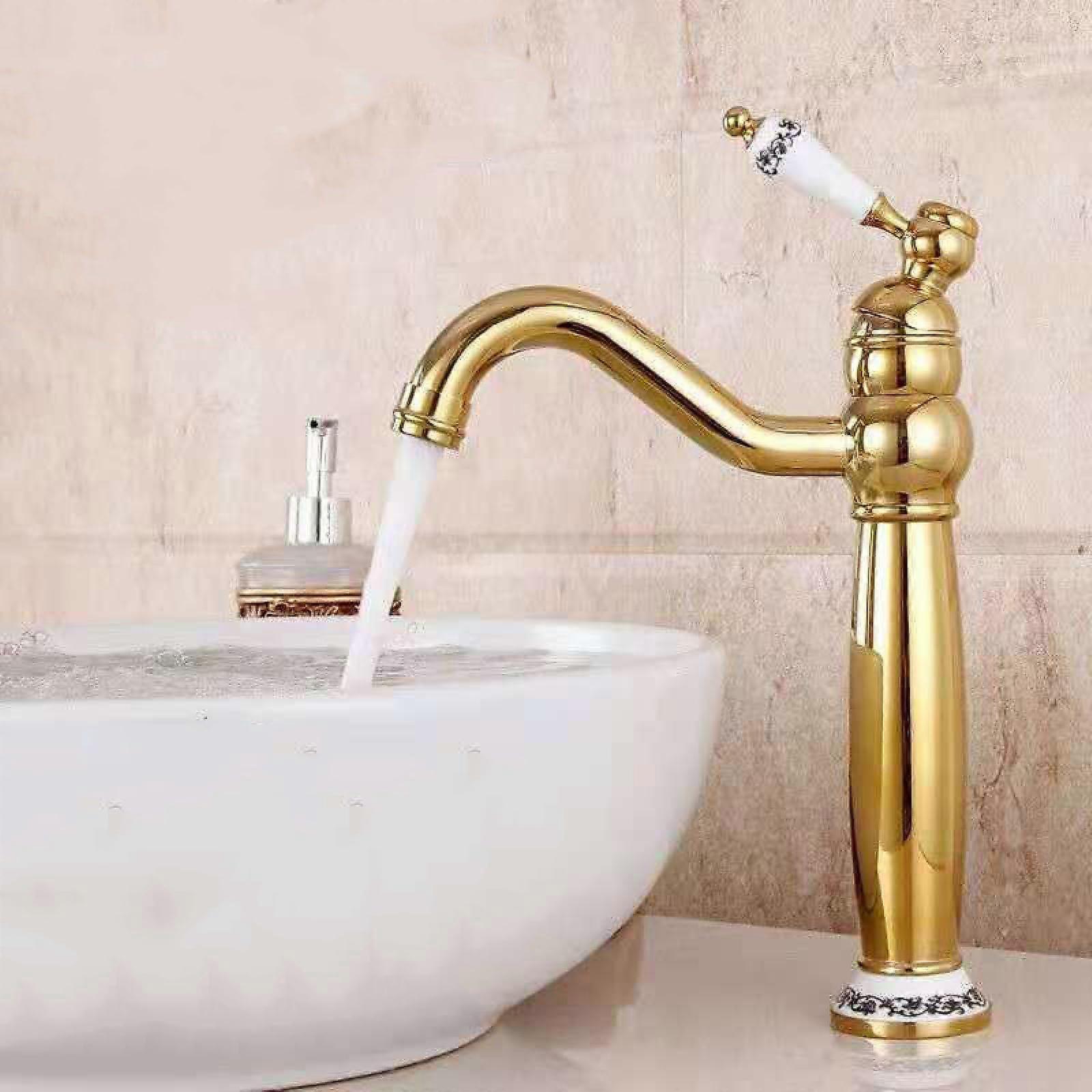 Vintagestyle bathroom faucet, singlehandle basin mixer tap, 360° swivel spout, hot and cold water basin faucet for bathroom, B, short (B ).