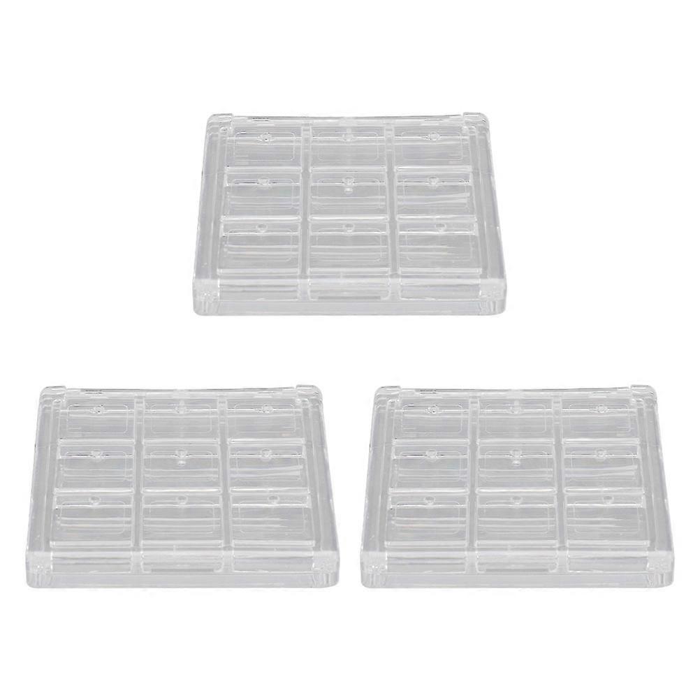 Transparent 3 Pack Eyeshadow Storage Box – Compact & Portable Makeup Organizer for Blush, Highlighters, and Cosmetics