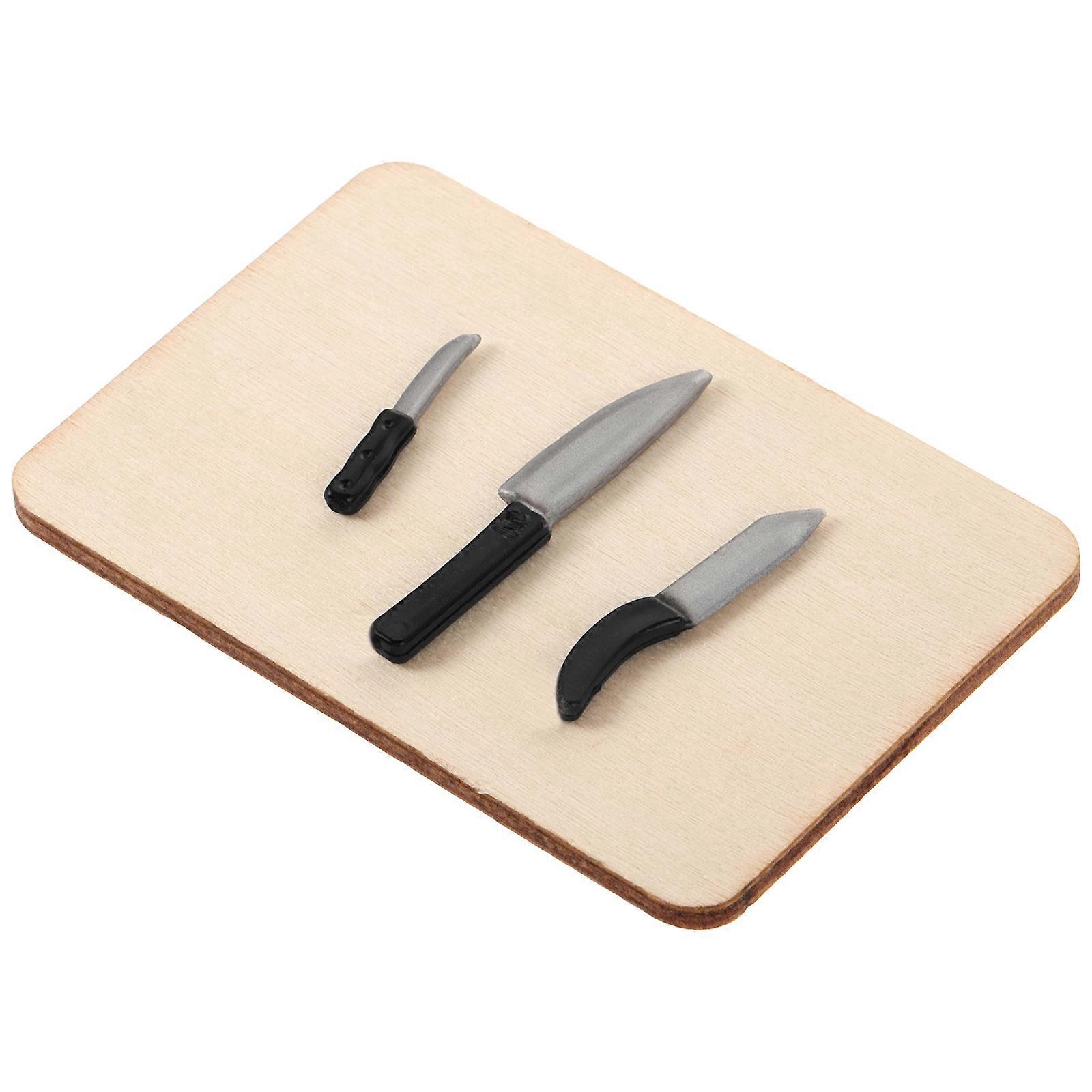 Dollhouse Miniature Accessories 1/12 Scale Mini Kitchen Cutters with Cutting Board Pretend Play Indoor Play 1Set