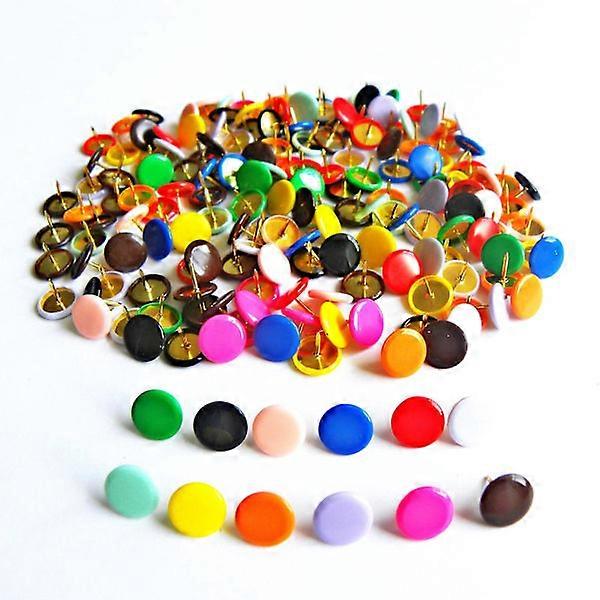 300 Pieces Assorted Color Plastic Coated Push Pins with Flat Head for Cork Board Office