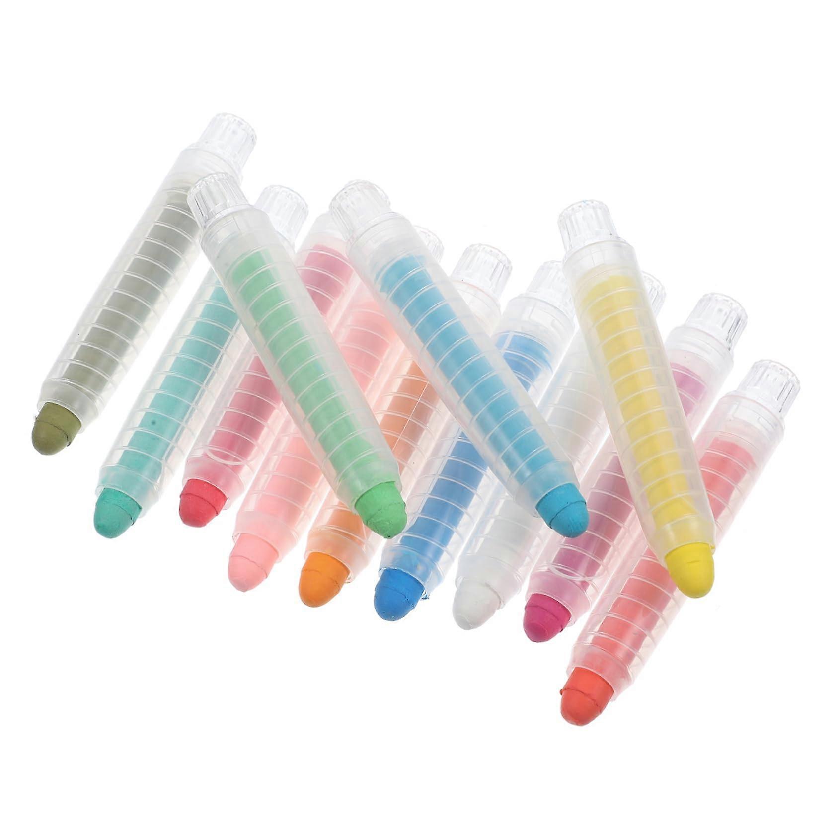 12 Pieces Dust Chalk Sticks for Sidewalk Chalk for Preschoolers and Elementary School Kids, Easy to Use and Easy to Wash Off