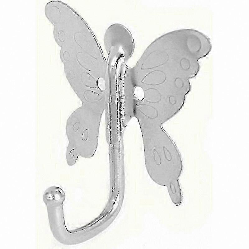 Silver Wall Hooks Set of 10 for Towels and Decorative Butterfly Hangers