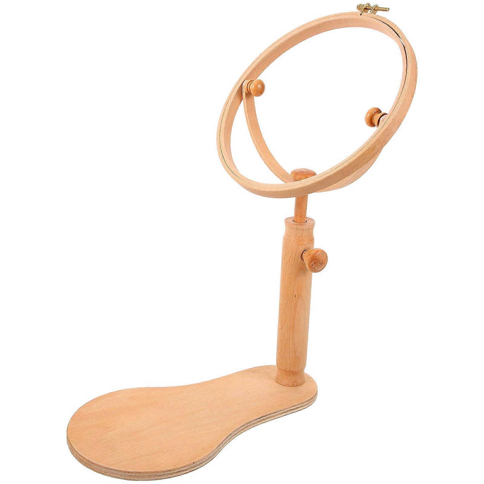 Embroidery Hoop Frame Stand For DIY Craft Enthusiasts 34.00X34.00X21.80CM Adjustable Coffee Color 1Pcs
