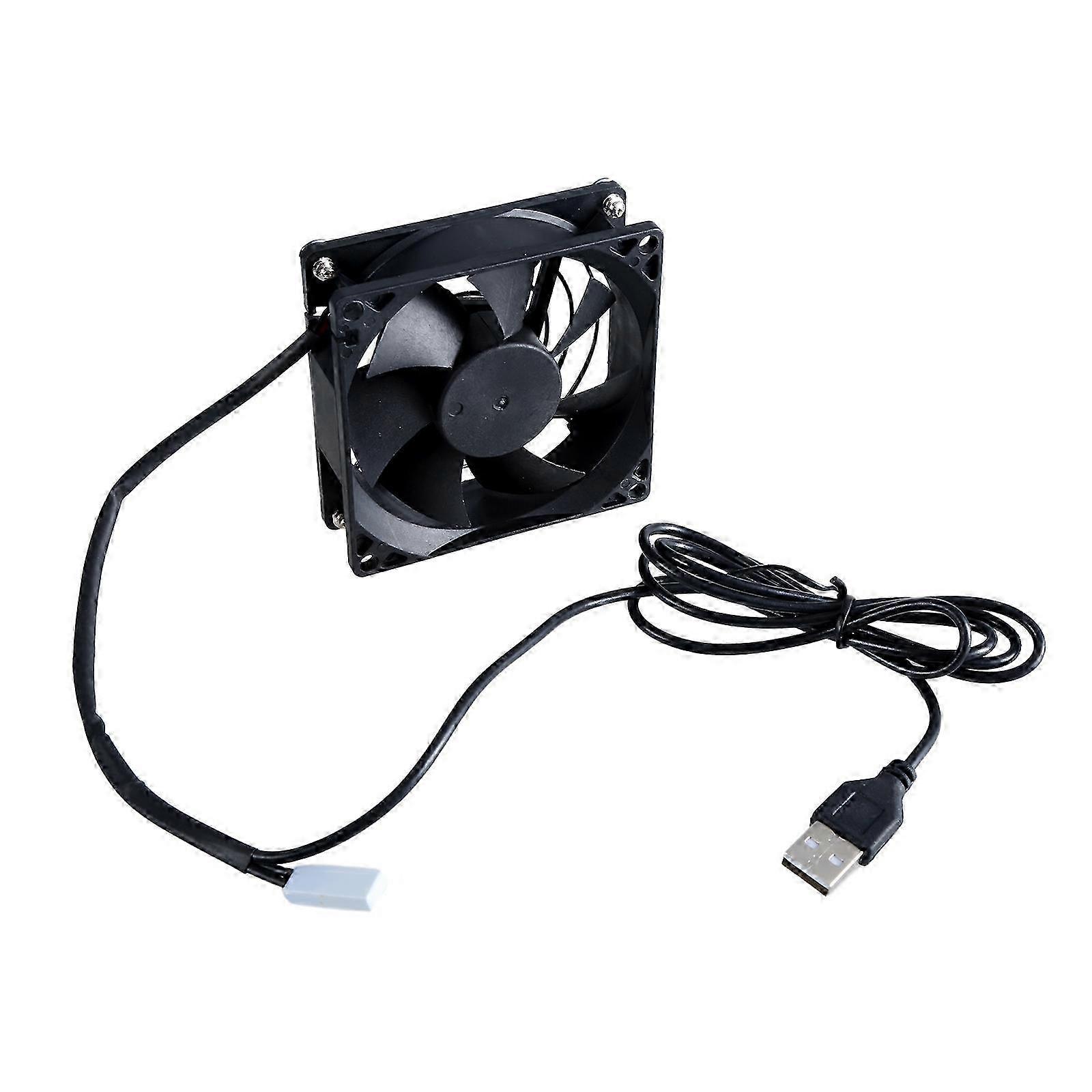 80mm USB Cooling Fan with Adjustable Thermostat for AV Cabinet & Home Theater - Quiet PC Case Fan