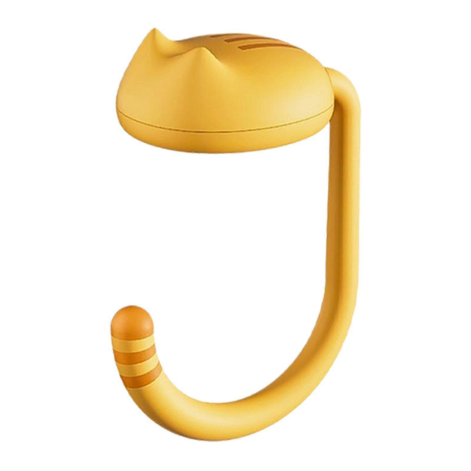 Desk Handbag Hook, Cute Cat Desk Purse Holder, Yellow Multifunctional Desk Organizer, Space-Saving Under-Desk Bag Hook