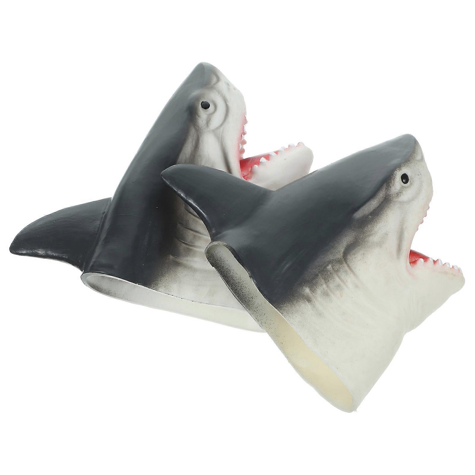 Masteelf 2pcs Shark Shaped Hand Puppets for Children Toy Shark Puppet Playful Fun