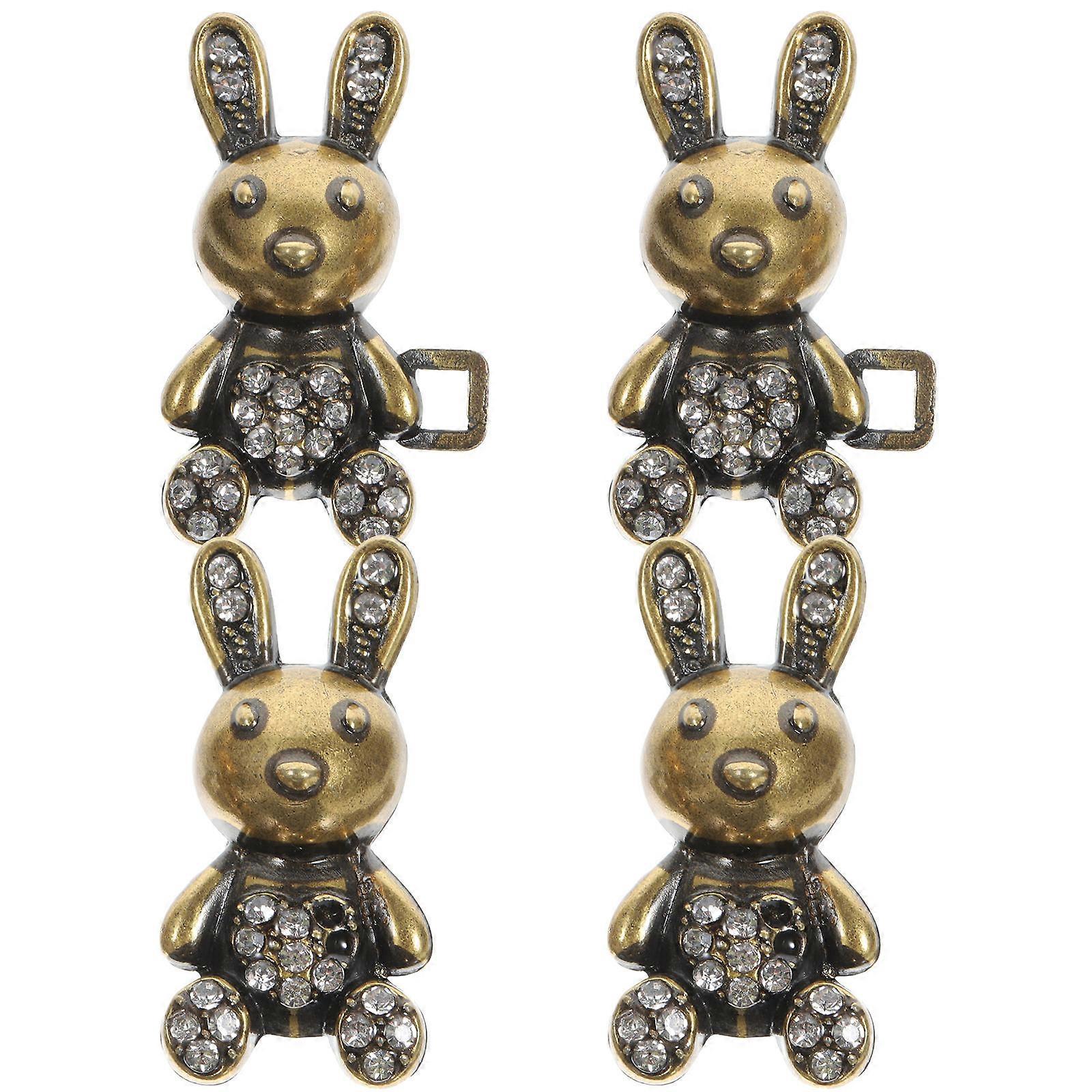 2Pairs Golden Alloy Pants Button Tightener for Jeans Adjustable Style