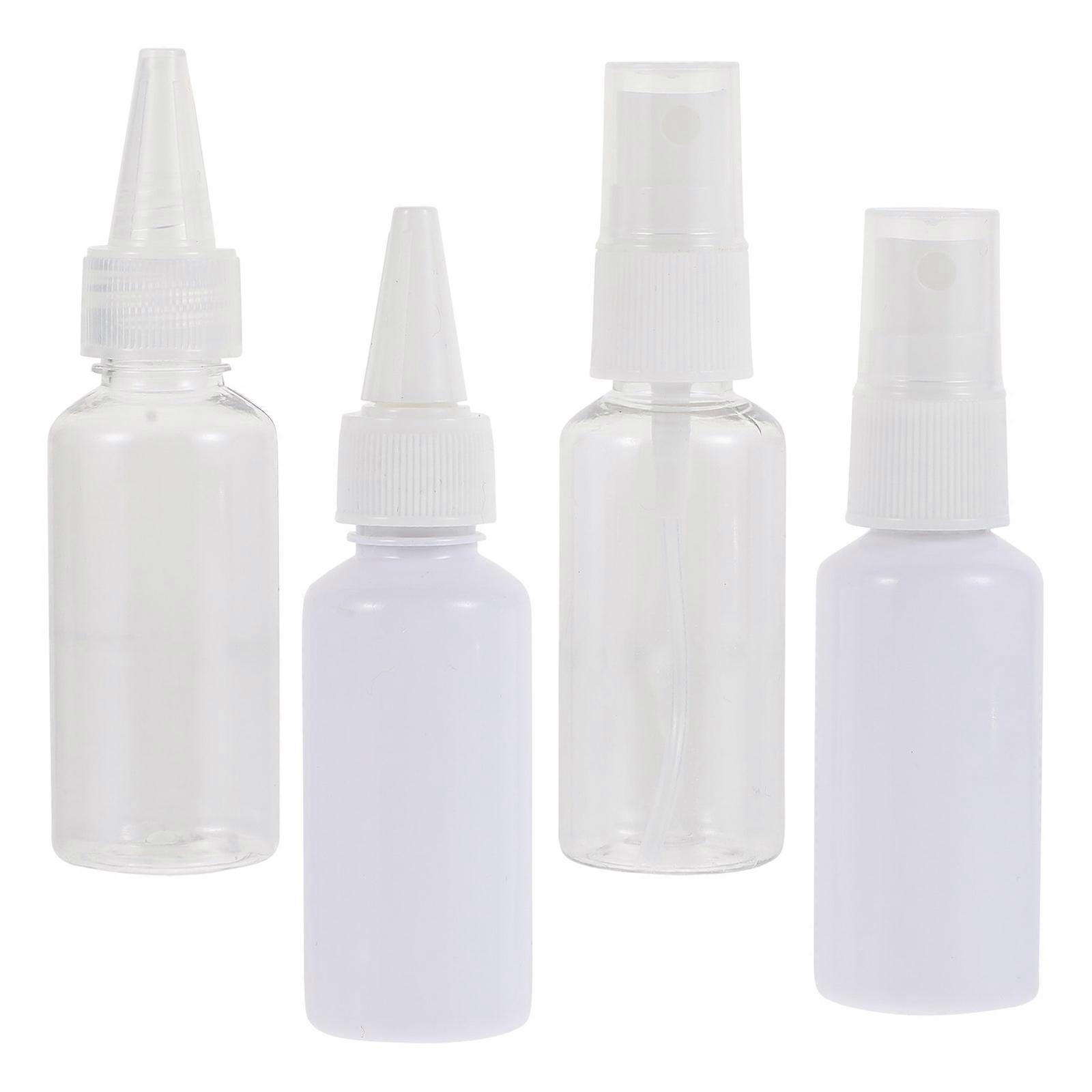 Refillable PET PE Dropping Bottles for Storage Use Transparent with Spray and Design 4pcs