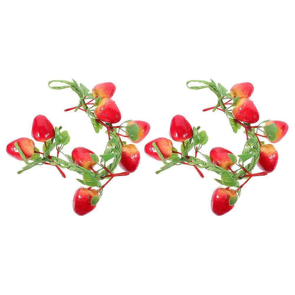 2pcs Realistic Strawberry Vine String Fake Fruit Garland Photography Prop
