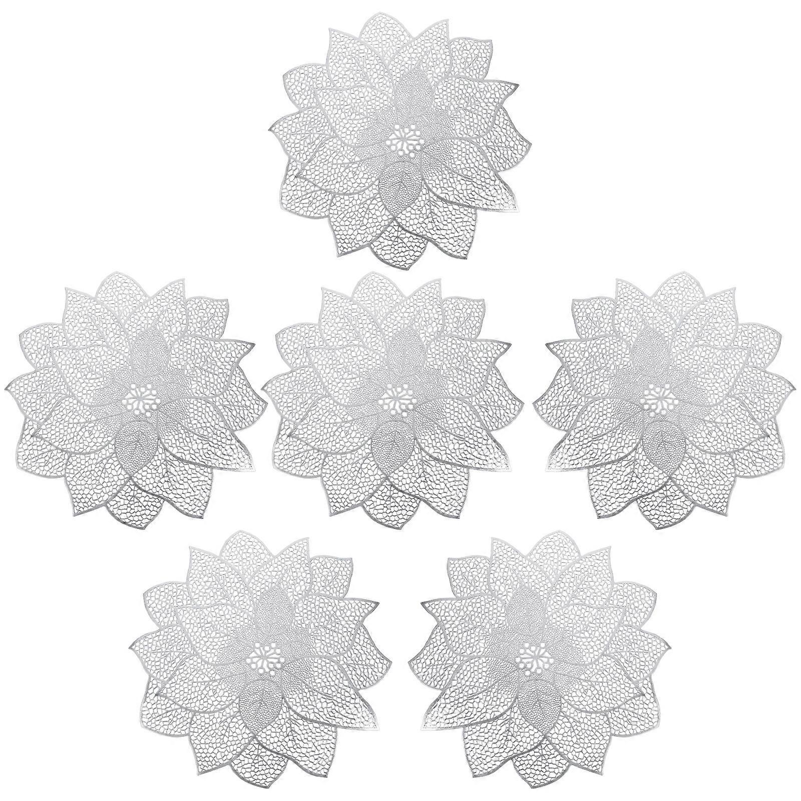 Placemats for Dining Table Hollow Flower Shape Heat-Resistant Pvc Table 6Pcs