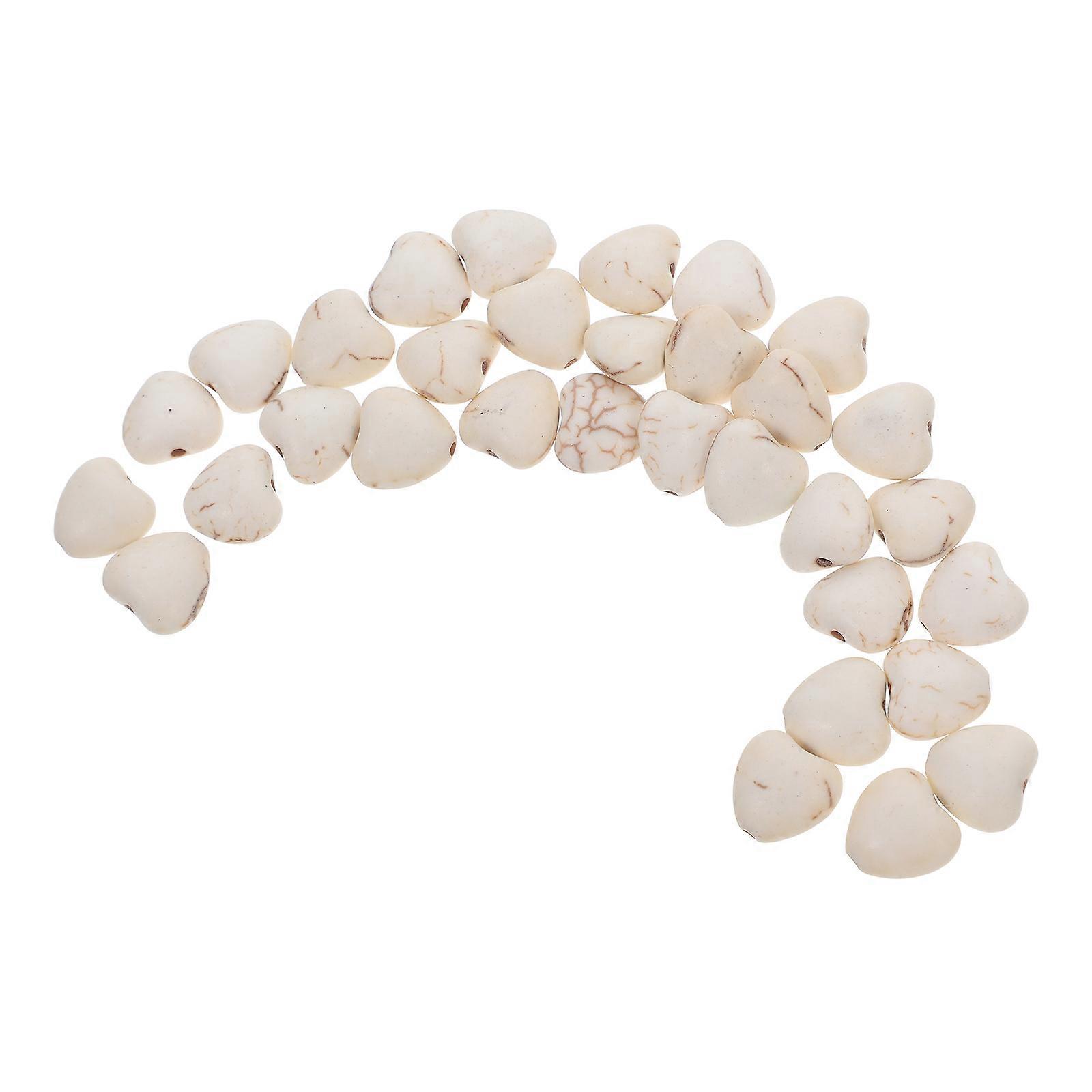 Beads for DIY Projects 30Pcs Beige Turquoise Heart Spacer Beads with High Gloss Finish