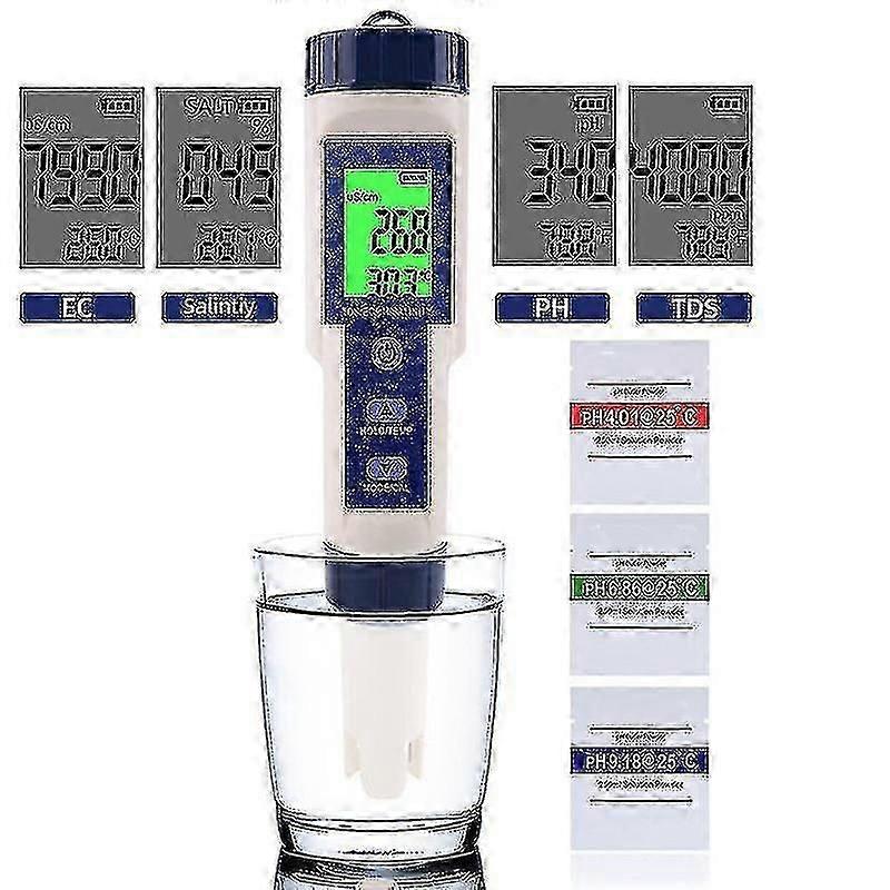5-σε-1 ηλεκτρονικό μετρητή ph, μέτρηση Ph και Tds και ec αλατότητα και θερμοκρασία ελεγκτής ποιότητας νερού
