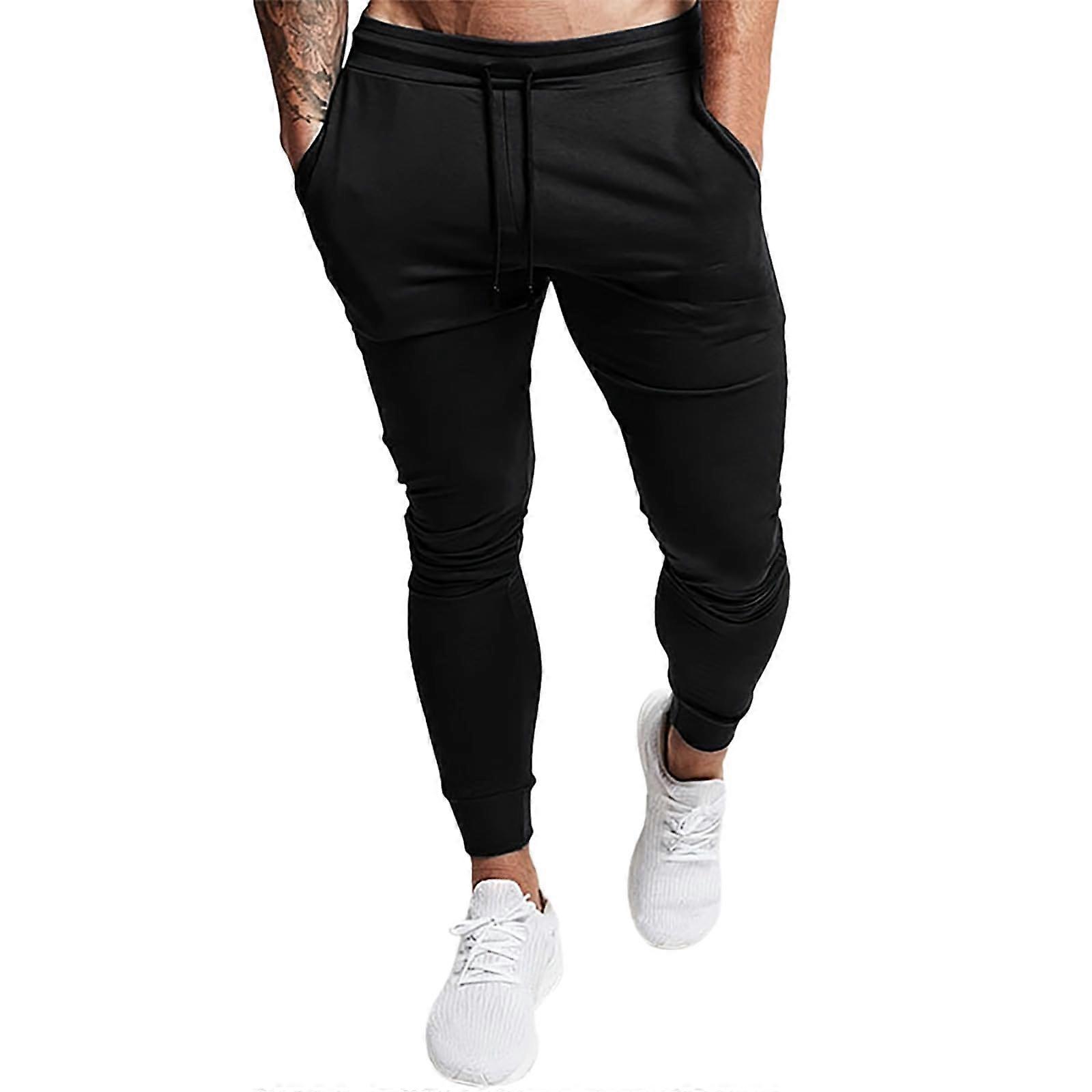 Herren Sporthose Jogger Slim Fit Trainingshose Schwarz XXL Einfarbig Lange Jogginghose Freizeithose für Sommer