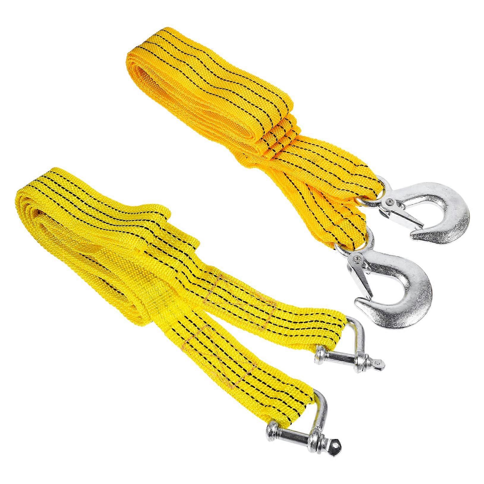 Fluorescent Emergency Tow Rope with Eagle Hook for Vehicle Roadside Assistance, 2 Pack