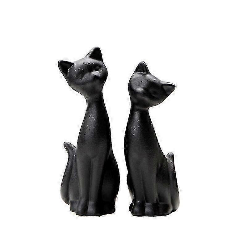검은 고양이 동상, 가정 장식 미니 고양이 인형, 방 장식 매트 세라믹 작은 고양이 인형, 고양이를 위한 고양이 인형 제공