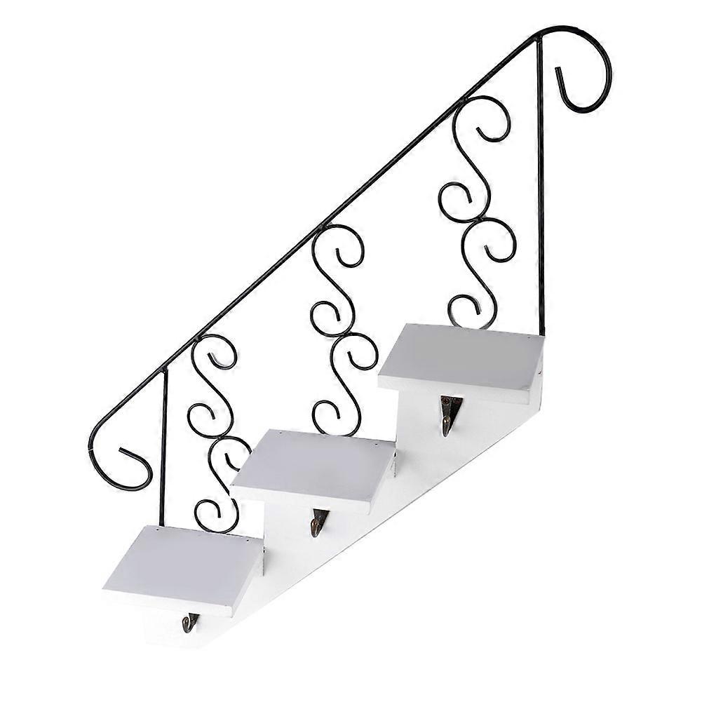 Wall Mounted Storage Rack with Hook for Home Decor (White)