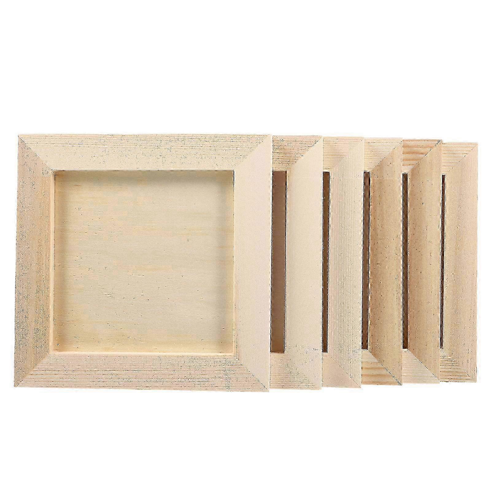 6 Unfinished Wooden Serving Boards & Photo Frames 11.1x11.1x0.8cm in Khaki for DIY Craft and Home Decor