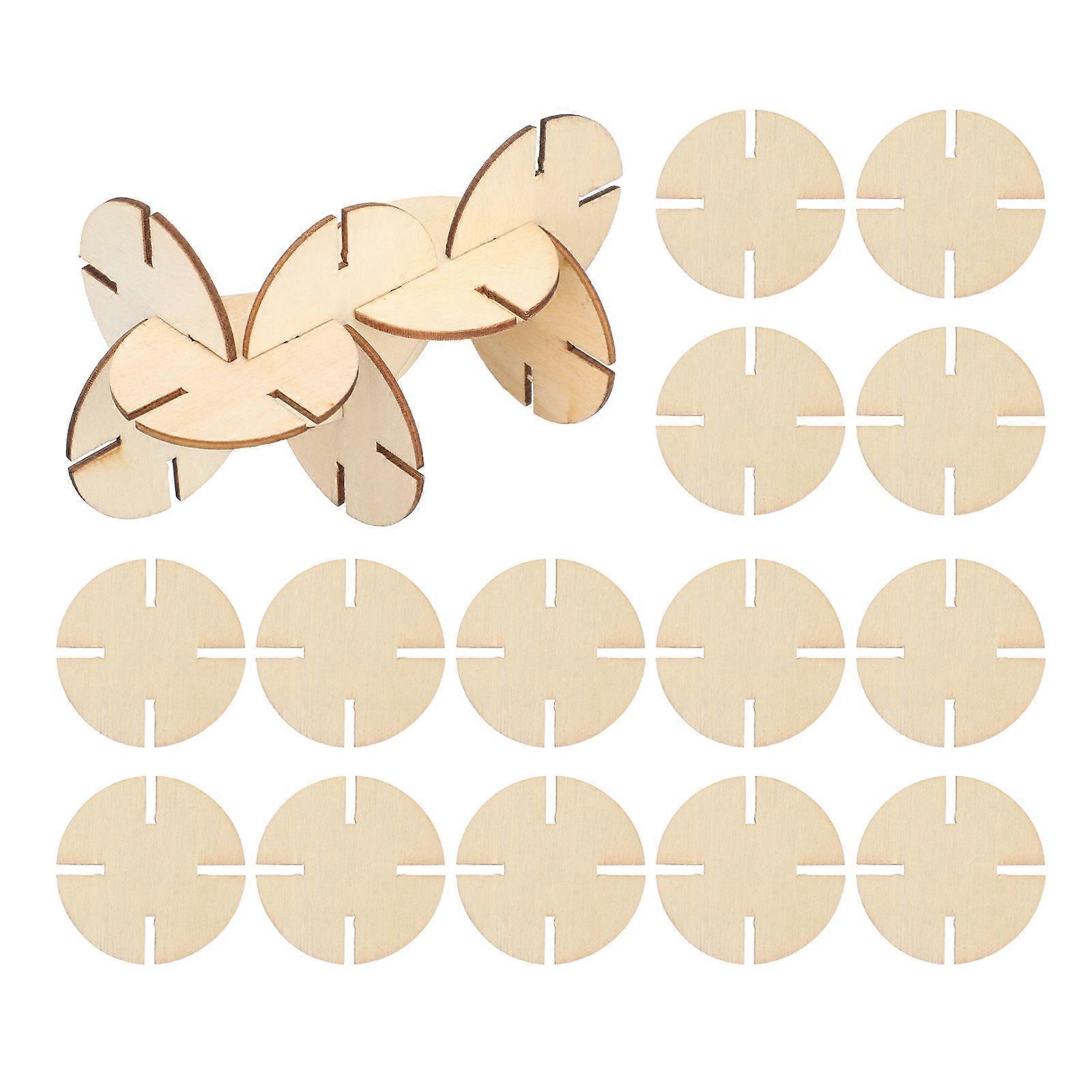 50pcs Funny Blank Wooden Puzzle Pieces Unfinished Wooden Puzzle for Crafts DIY