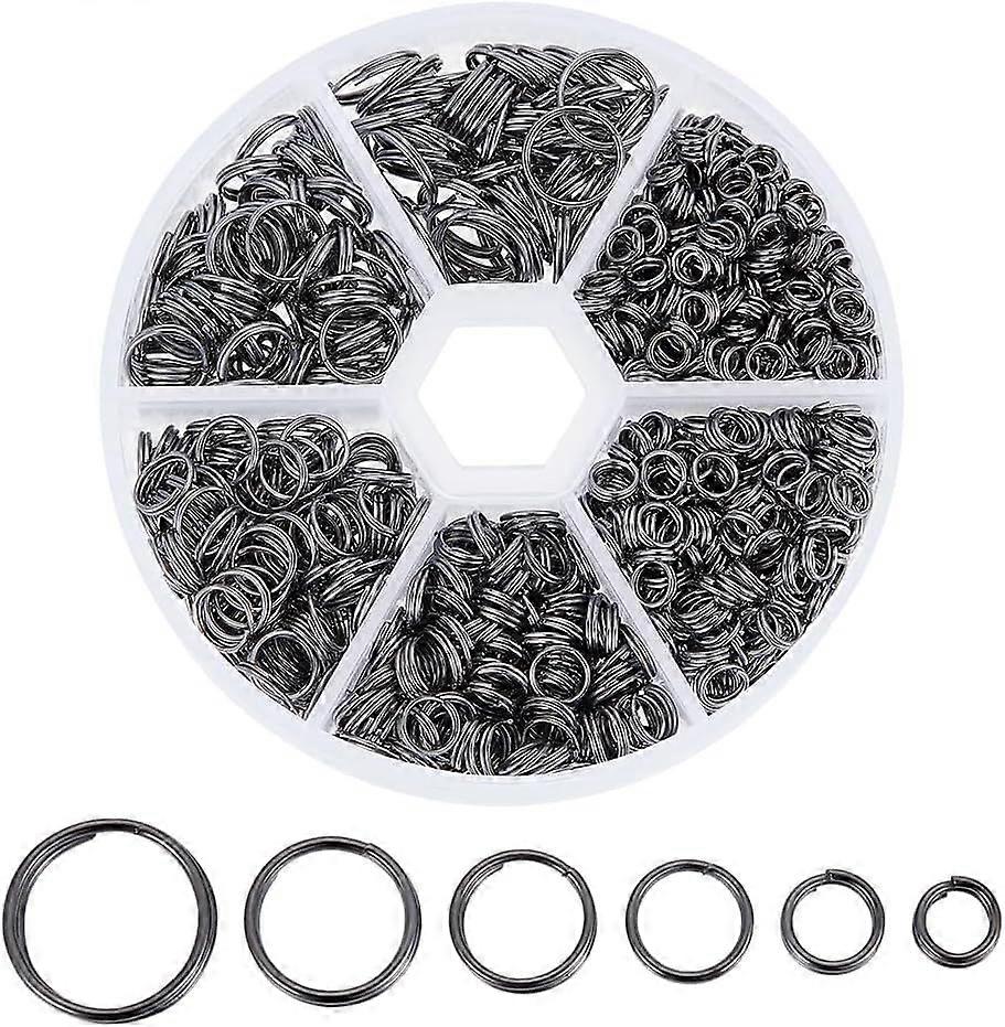 1070PCS Jump Rings for Jewelry Making, 6 Sizes Iron Split Rings Double Loops Open Key Chai