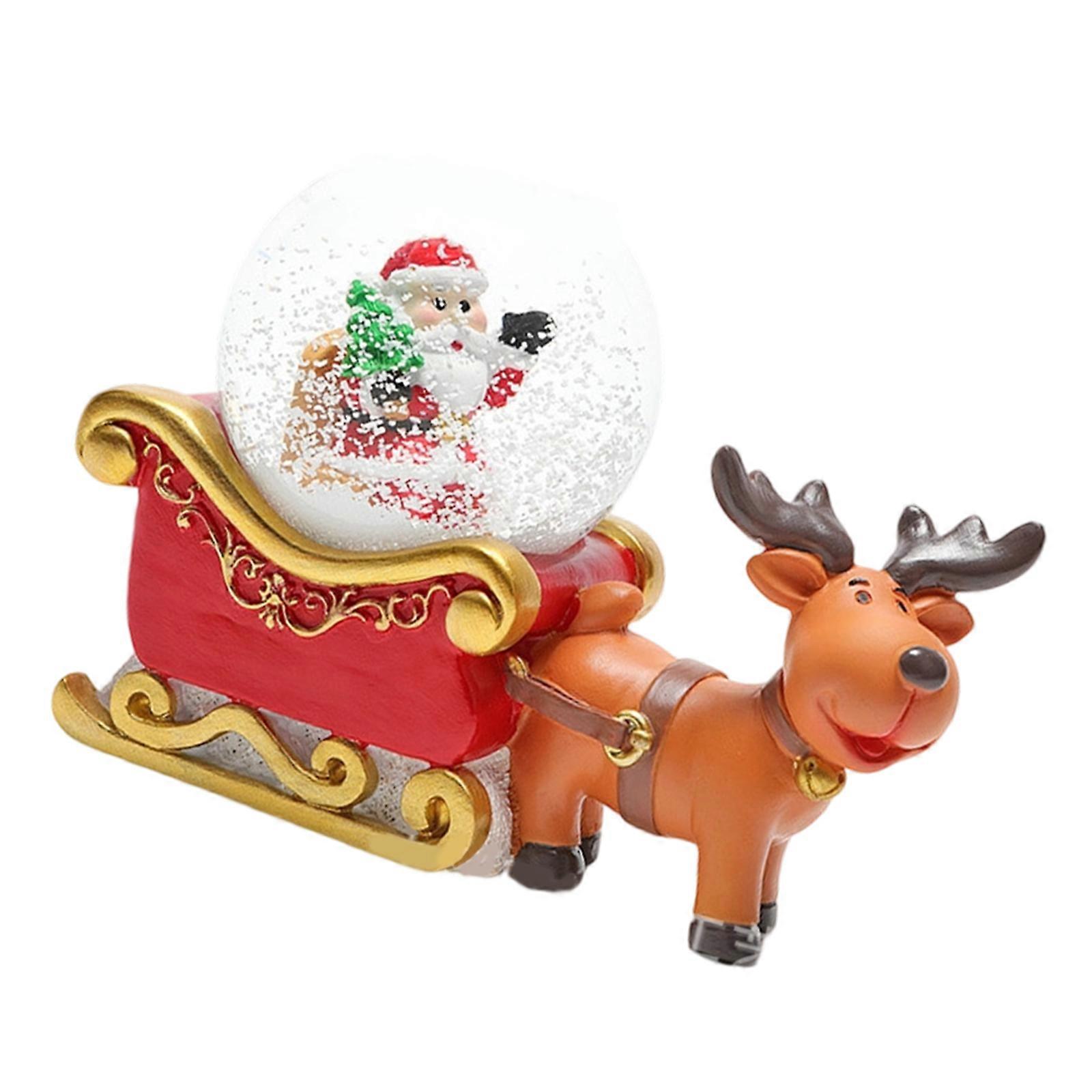 Resin Snow Globes With LED Lighting For Holiday Decoration Battery Powered Illuminated Resin Craft Crystal Ball Multicolor