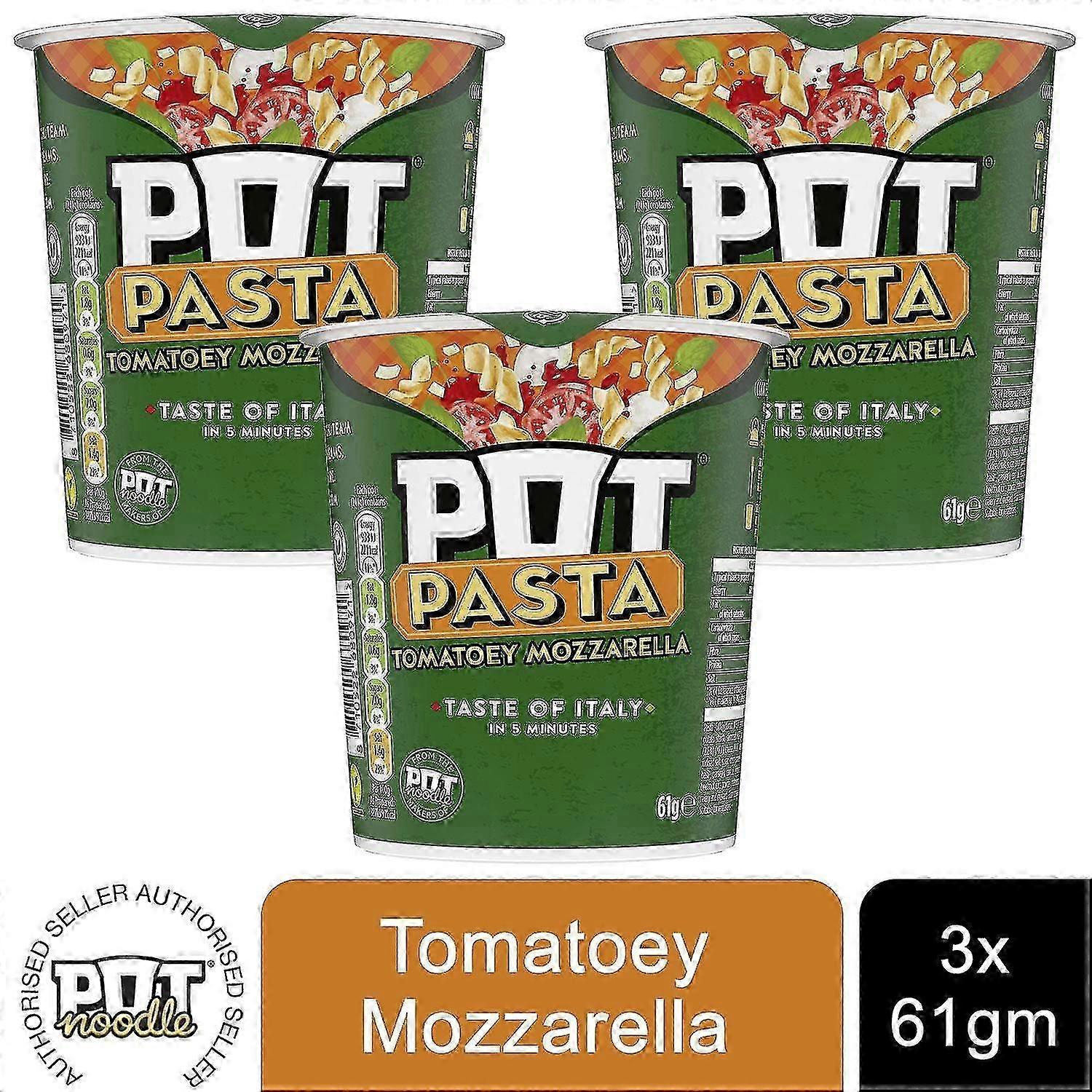 3pk Pot Pasta Tomate Mozzarella Snack Caliente Instantáneo 61g