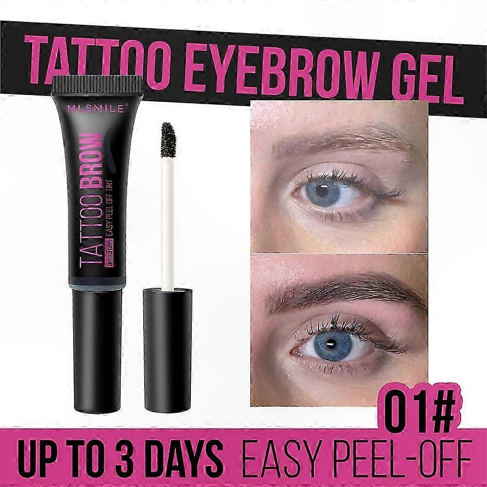Light Brown Semi-Permanent Eyebrow Gel, Peel-Off Brow Tint Tattoo, Long-Lasting Waterproof Natural Look