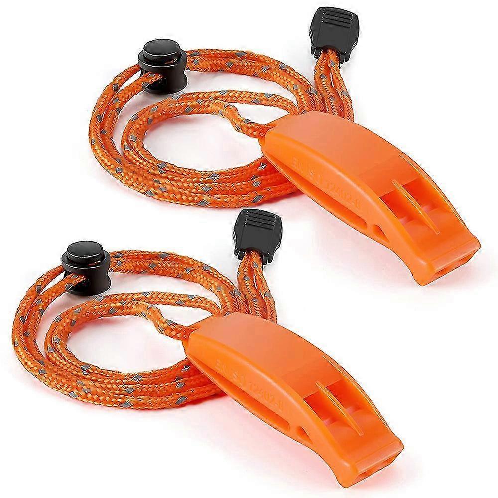 2PCS Sifflets d’urgence avec longe Sifflet de sécurité Survie Shrill...