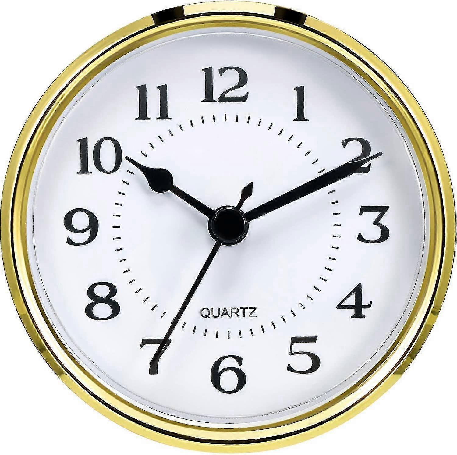3-1/2 Inch (90 Mm) Quartz Clock Fit-up/insert With Arabic Numeral, Quartz Movement (gold Rim) Edition 0901