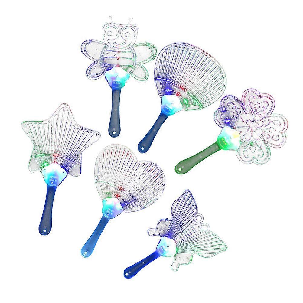 Luminous Hand Held Fan 6Pcs Colorful Glowing Design Perfect For Carnival Parties And Friendly Celebrations
