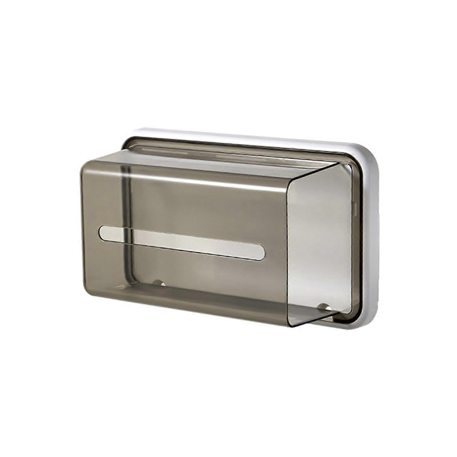Tissue Box With Attachment, Functional Case, Easy Access, Grey, Living Room Organizer For Home And Commercial Spaces