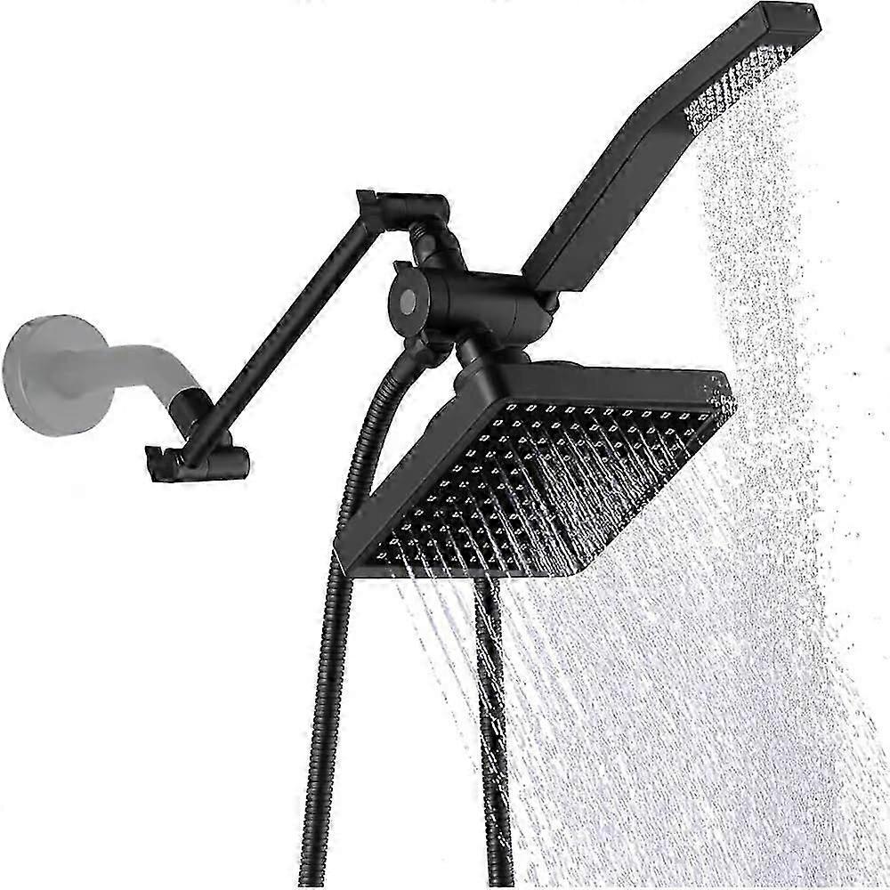 Matte Black High Pressure Square Dual Shower Head Combo