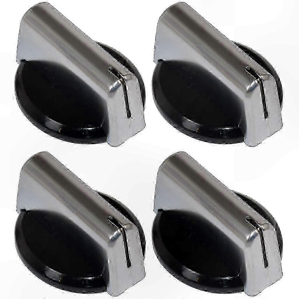 Replacement Set of 4 Cooker Knobs in Black and Silver for Oven and Hob Controls
