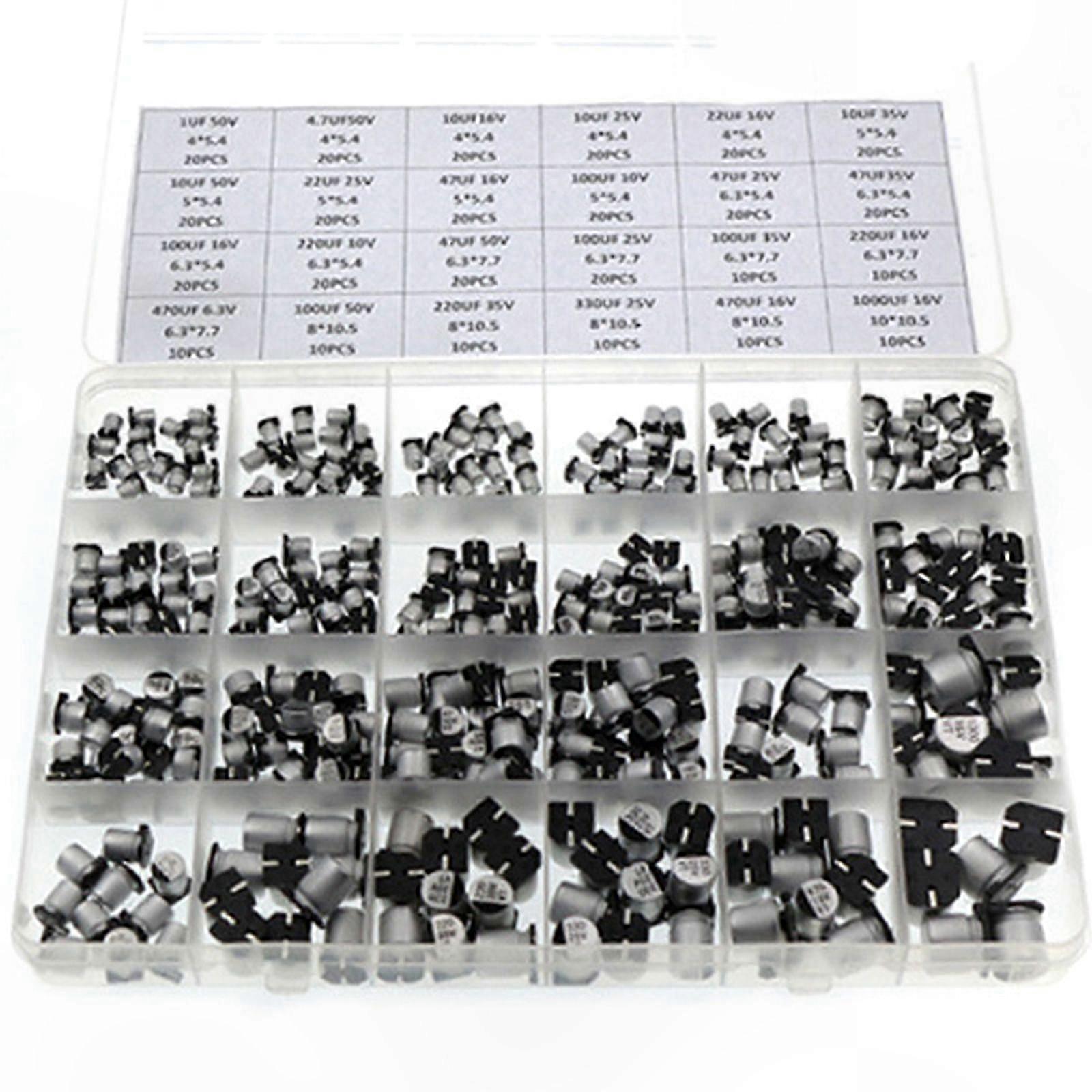 SMD Electrolytic Capacitors with Metal Frame, 1UF to 1000UF, 20 Pieces, Capacitance Tolerance