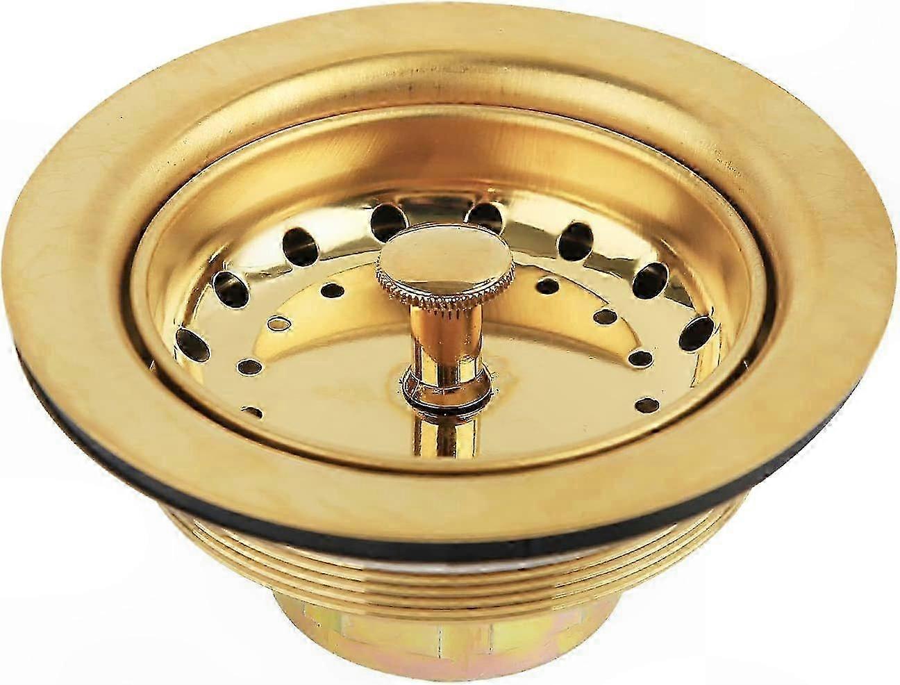 Black Sink Strainer with Gold Drain Assembly - 3.5 Inch Kitchen Sink Accessory