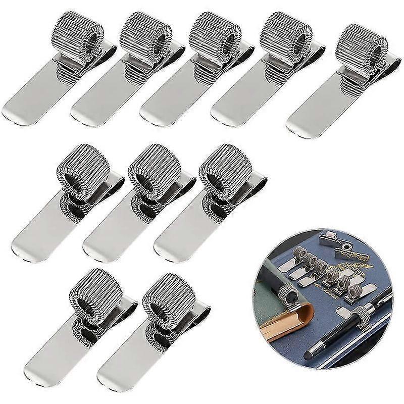 Luxora Stainless Pen Holder Clip For Notebook And Clipboard With Spring 5 Top & 5 Side