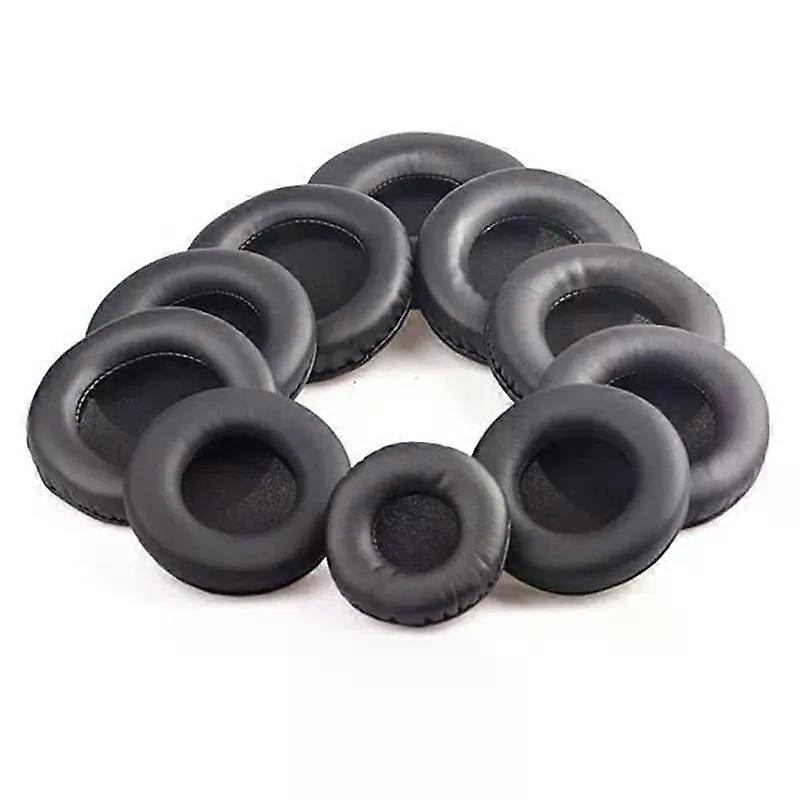 2Pcs PU Leather Replacement, Round Replacement Ear Pads Headphone Ear Cushion Ear Covers compatible for Headset Earpad