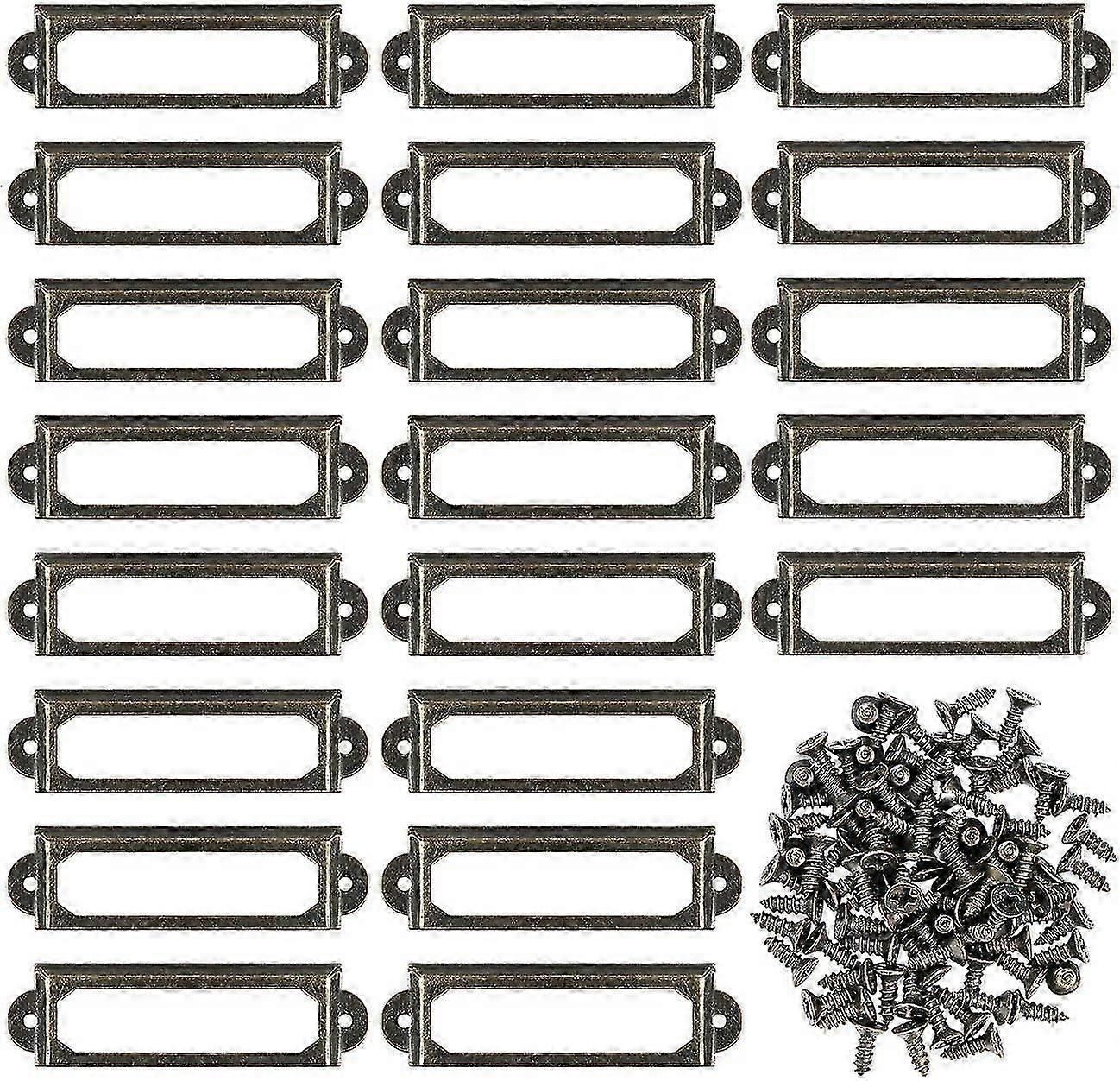 50pcs Metal Nameplate Frames with Screws for Desk Bookshelf 59x17mm