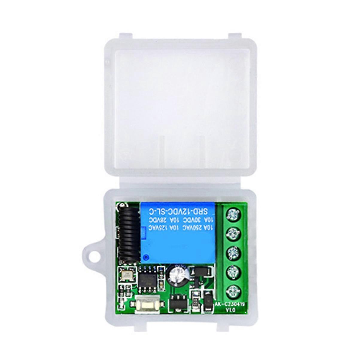 433Mhz Wireless Remote Control Switch DC 12V 1CH Relay Receiver Module for Home Automation White