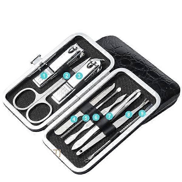 Trimsæt 9 dele mørk nat sort