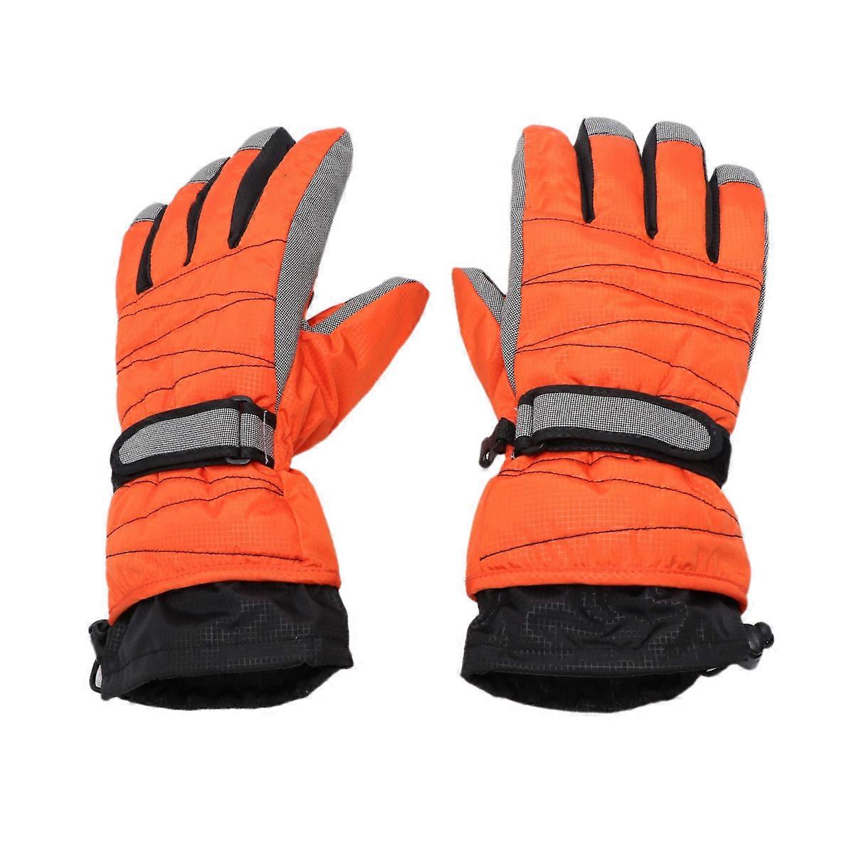 Windproof Finger Gloves Waterproof Gloves for Winter Ski Orange