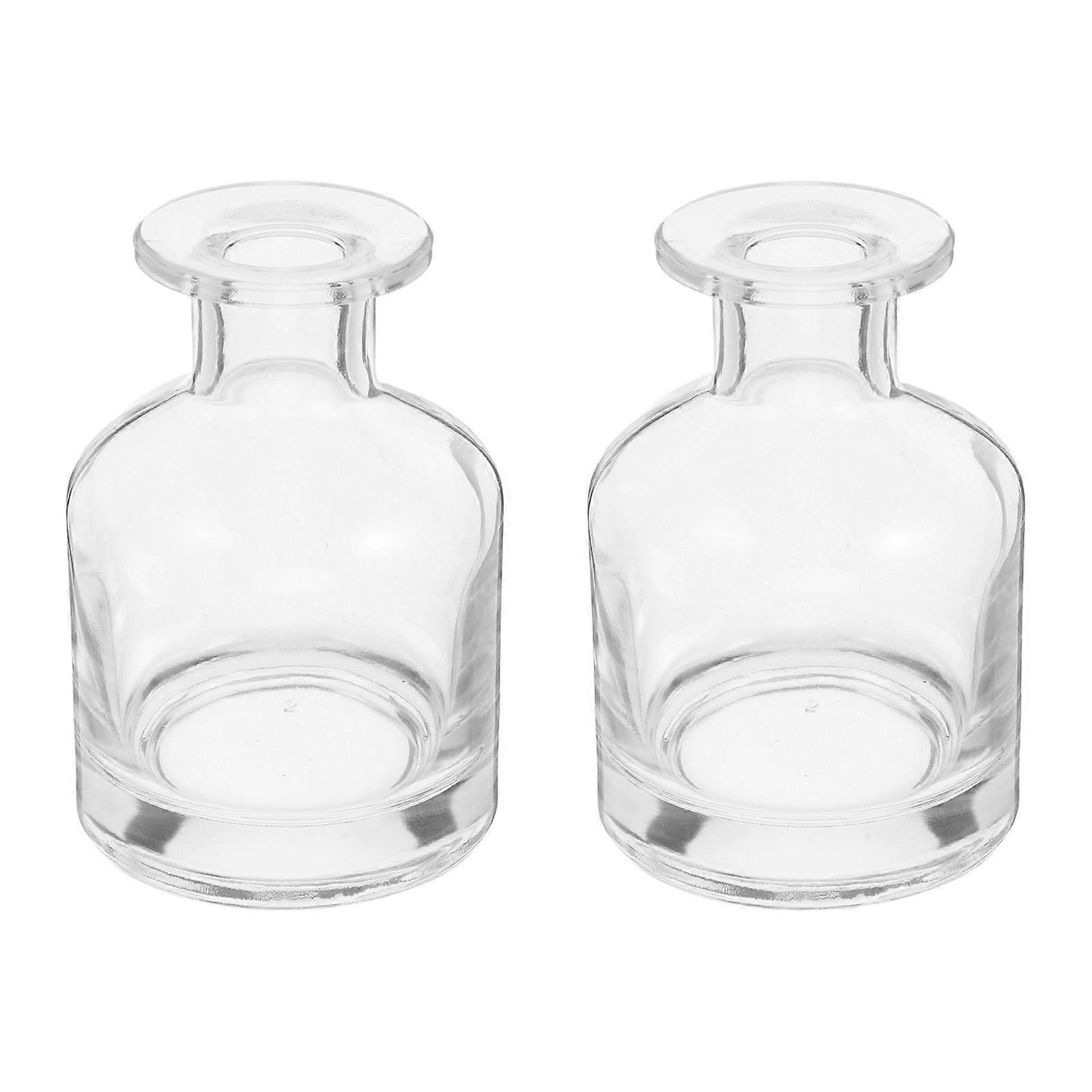 2pcs Glass Cylindrical Reed Diffuser Bottles: Decorative Fragrance Containers for Home Office - Refillable Glass 150ml Diffuser Bottle