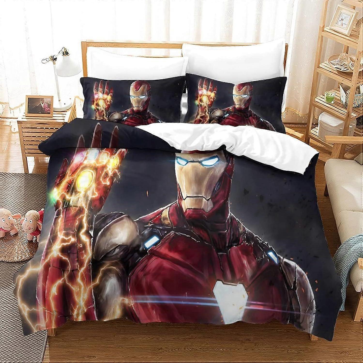 PIN1257 Duvet Cover Set Iron Man Bedding Set Movie Poster Bedspread Microfiber Bedding Cover Comforter Double200x200cm