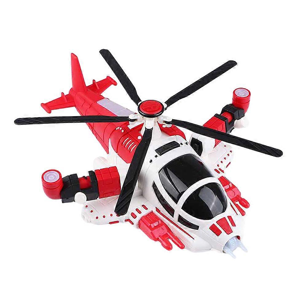 Kid Assemble Toy Helicopter Model for Birthday Abs Red with Music and Light 1Set