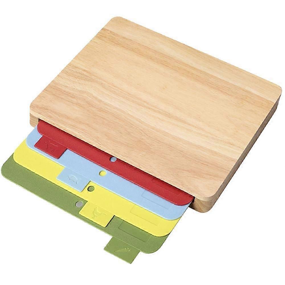 Cutting Board Set With Storage Case Nonslip 4Piece Assorted Wooden Boards