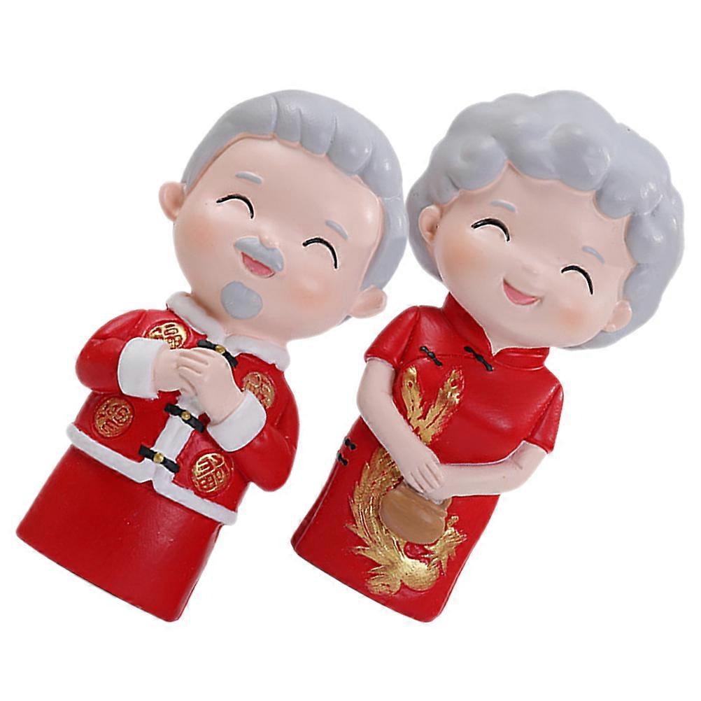 Loving Elderly Couple Figurines for Cake Decoration 1Set