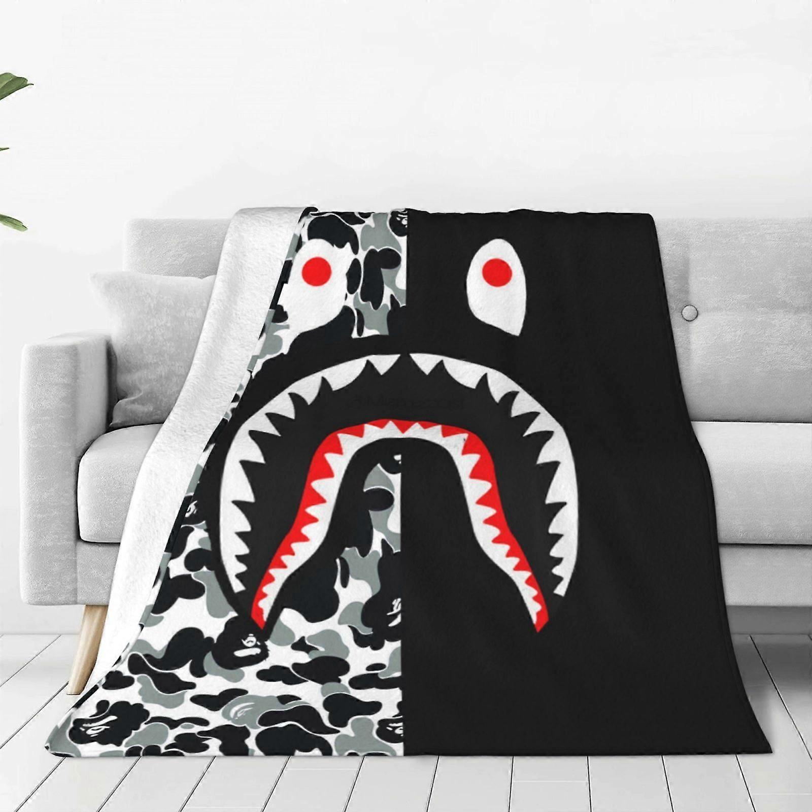 v237 Camouflage Bape Shark Flannel Blanket 3d Printing Anime Throw Blanket Unisex Super Soft Plush Blanket For Bedding Sofa 40X30"" hy237